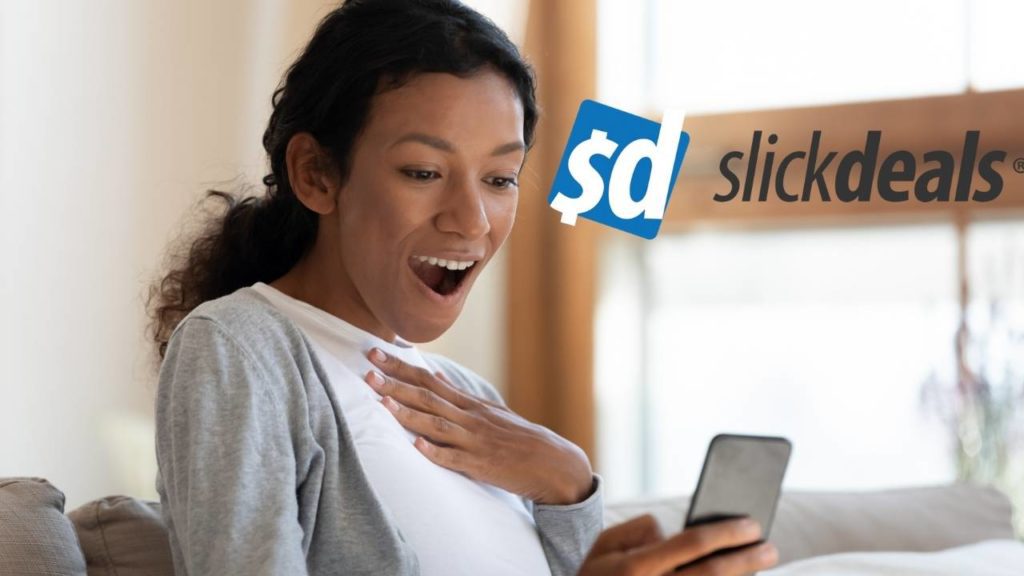 slickdeals logo with happy customer
