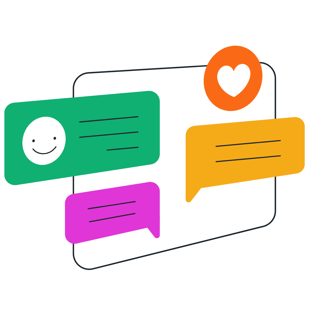 Colorful chat bubbles representing customer feedback